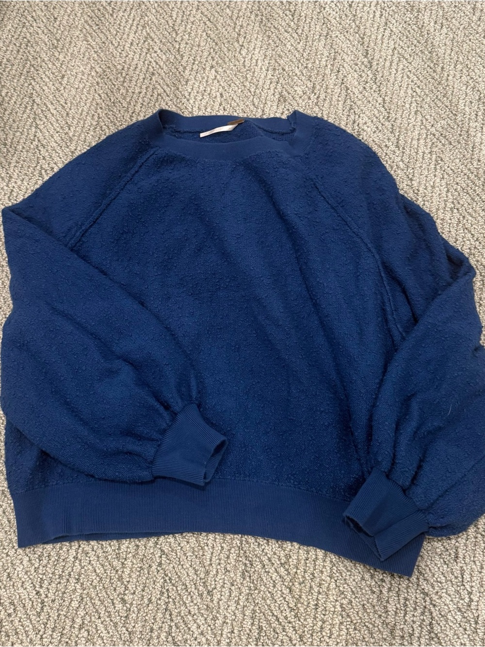 Free People blue Textured Scoop Neck Pullover